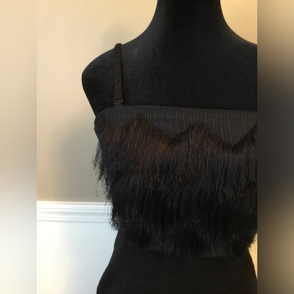 Banana Republic Black Fringe Midi Sweater Dress